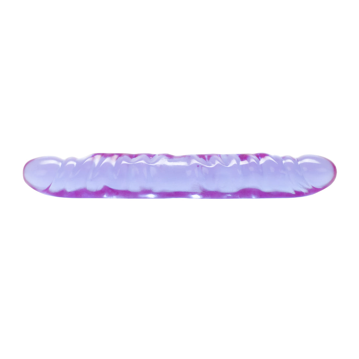 Reflective Gel Veined Double Dong 12 Inch Lavender in iridescent lavender jelly with thick veined texture.