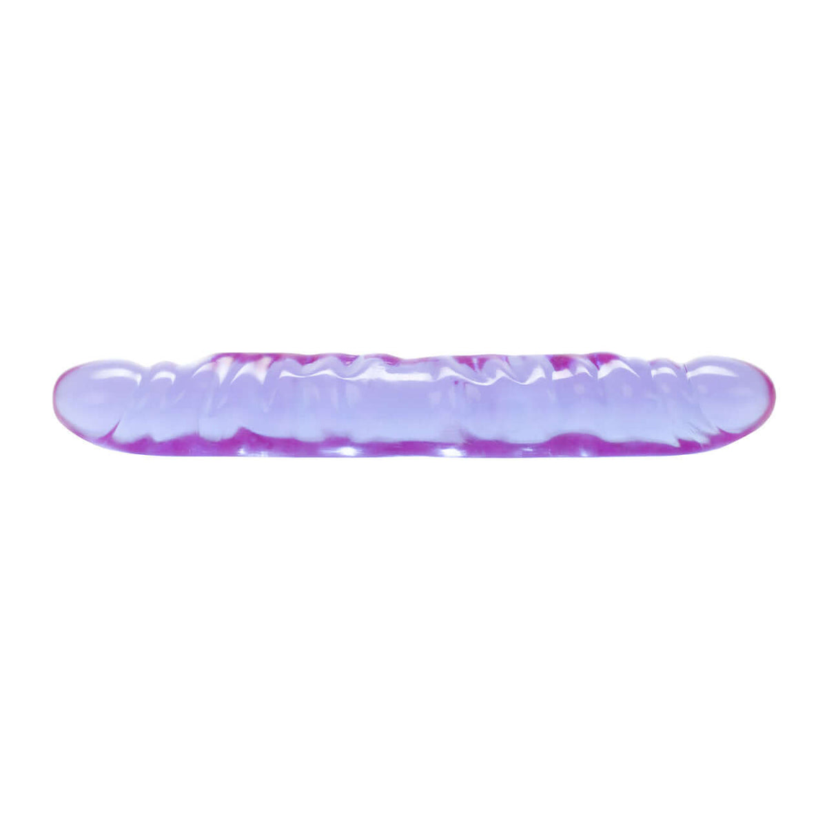 Reflective Gel Veined Double Dong 12 Inch Lavender in iridescent lavender jelly with thick veined texture.