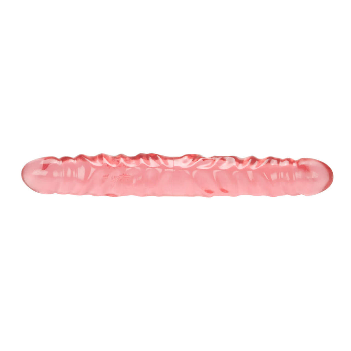 Translucence Veined 12 Inch Double Dong Pink showcasing the soft jelly texture and dual-ended design for pleasure.