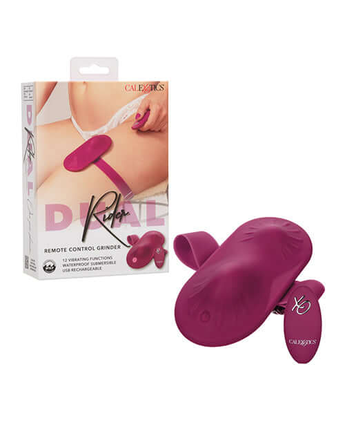 Dual Rider Remote Control Grinder Magenta with packaging and device displayed, perfect for intimate experiences.
