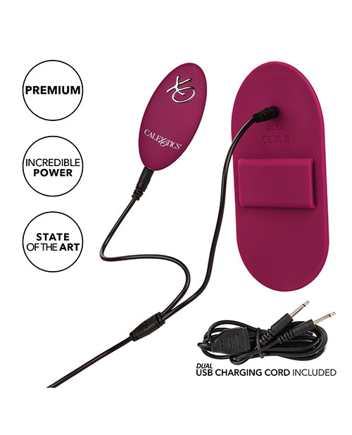 Dual Rider Remote Control Grinder Magenta charging cord and components for hands-free grinding massage experience.