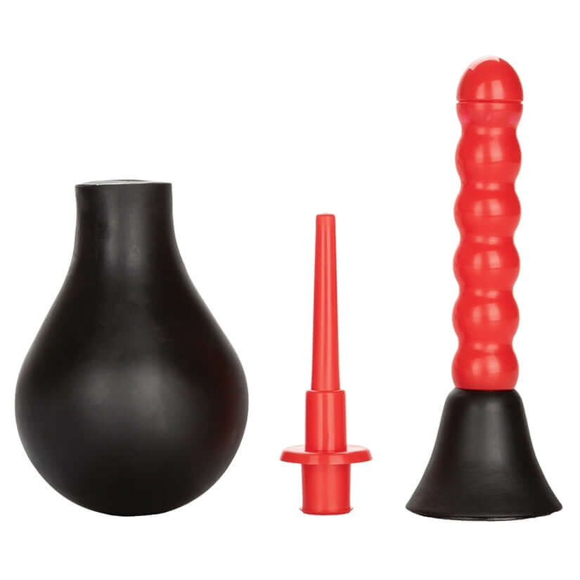 Colt Anal Douche with dual attachments and EZ squeeze bulb for easy cleaning and stimulation.