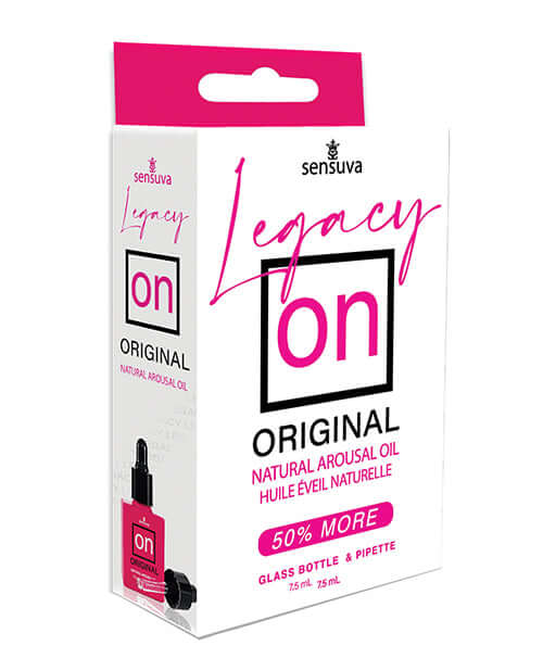 Sensuva ON Legacy Original Arousal Oil 7.5 ml packaging with glass bottle and pipette design.
