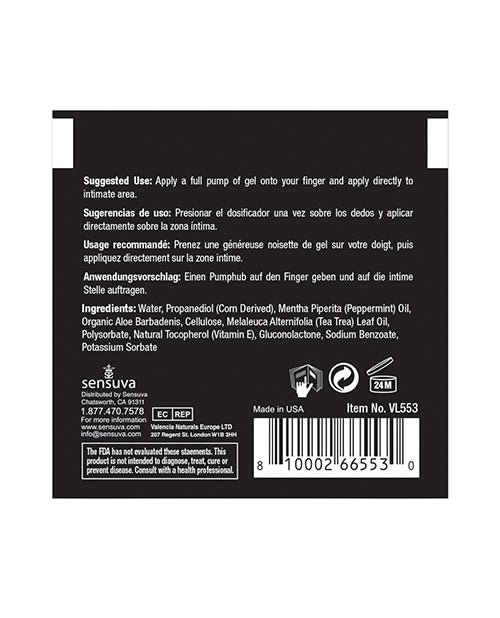 Tush Tingle Anal Stimulation Gel 6 ml Single Use Packet usage instructions and ingredients list on a black background.