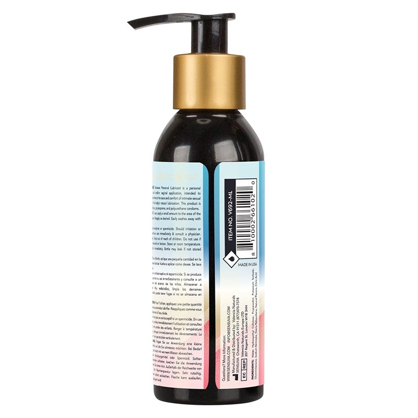 Sensuva Natural Water Based Lubricant Cotton Candy 4oz bottle with pump and instructional label.