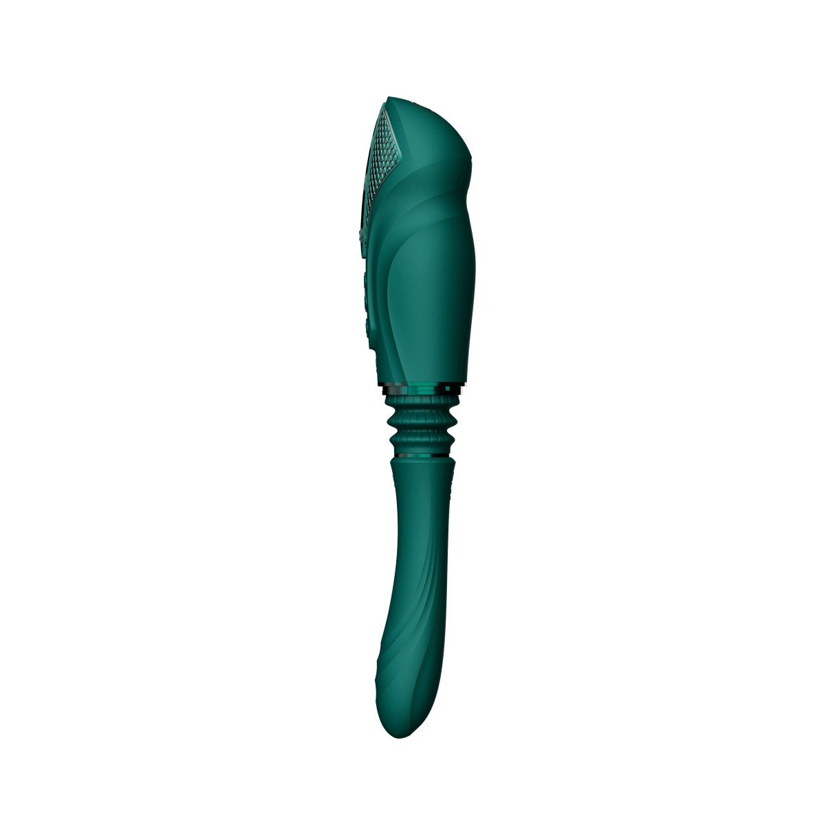 ZALO Sesh Compact Sex Machine in Turquoise Green with PowerThrust technology, featuring replaceable vibrating massage sticks.