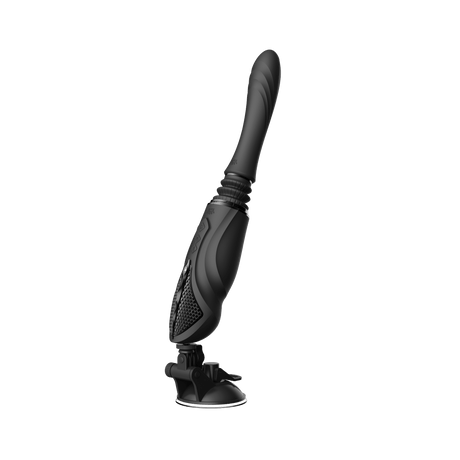 ZALO Sesh Compact Sex Machine in Obsidian Black with PowerThrust technology, featuring a sleek design and telescopic functionality.