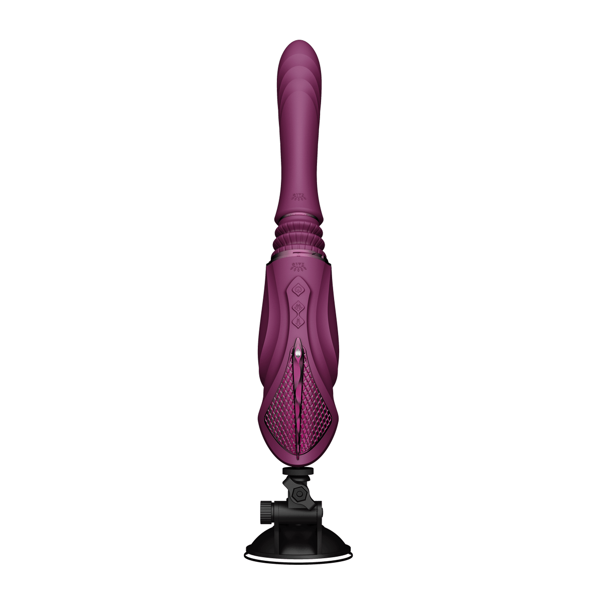 ZALO Sesh Compact Sex Machine in Velvet Purple with PowerThrust technology, front view showcasing sleek design and suction base.