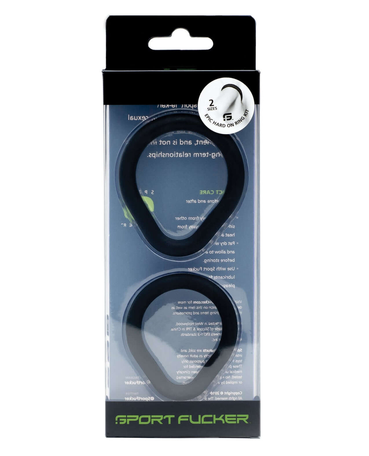 Sport Fucker Epic Hard On Cock Ring Kit Black - silicone rings in a packaging, designed for enhanced performance.