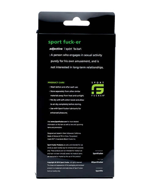 Sport Fucker Crossfit Plug Red product care instructions and definition on packaging.