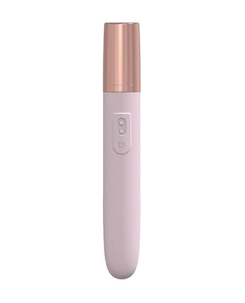 Shots LoveLine The Traveler Rechargeable Vibrator Pink in a sleek design with a rose gold cap.