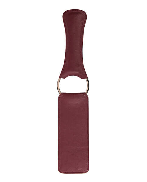 Shots Ouch Halo Paddle Burgundy with smooth PU leather and elegant golden accents for impact play.