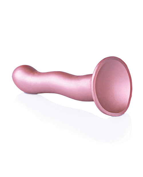 Shots Ouch 7 inch Curvy G-Spot Dildo Rose Gold in a sleek design, showcasing its soft silicone and curved shape.