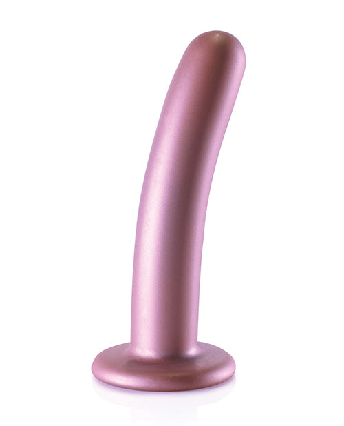 Shots Ouch 6 inch Smooth G-Spot Dildo Rose Gold on a white background, featuring a sleek design.