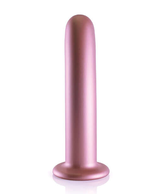 Shots Ouch 7 inch Smooth G-Spot Dildo Rose Gold with a sleek design and strong suction cup base.