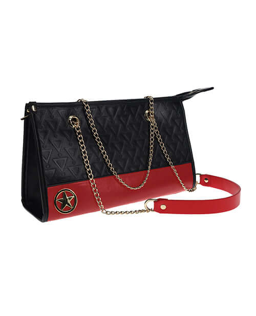 Milan Collection Bondage Kit with Bag Black Red elegant handbag with chain details and red accents