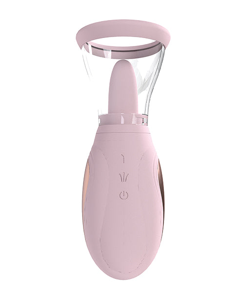 Shots Pumped Enhance Vulva and Breast Pump Pink depicting an ergonomic dual-purpose suction device.