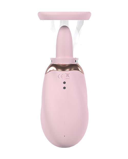 Shots Pumped Boost Rechargeable Vulva & Breast Pump Pink, a sleek pink dual-purpose suction device.