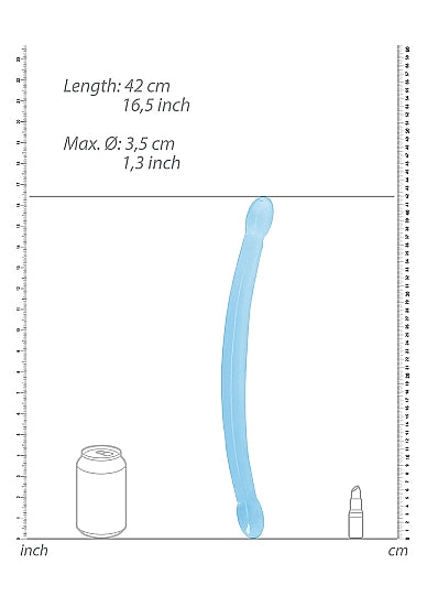 Realrock Non Realistic Double Dong 17 inch Blue dimensions and design details for versatile pleasure.