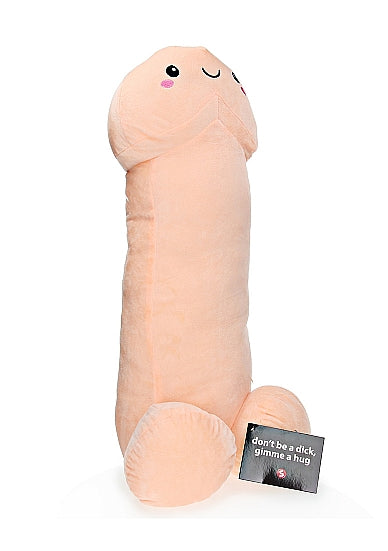 S-Line 35 Inch Penis Plushie Flesh Stuffed Toy with cute face and hug request card for fun cuddling.