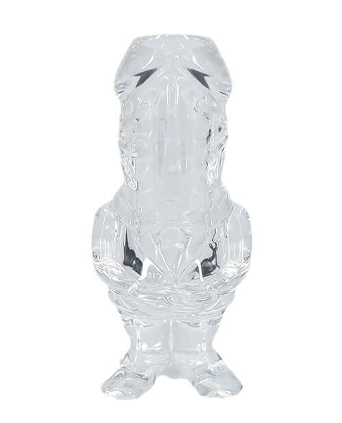 S-Line The Dickheads Groom Tall Shot Glass Clear shaped like a humorous dinosaur for bachelor or bachelorette celebrations.