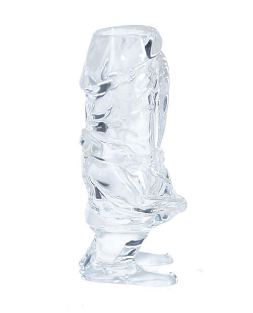 S-Line The Dickheads Groom Tall Shot Glass Clear displayed side view, perfect for humorous bachelor celebrations.
