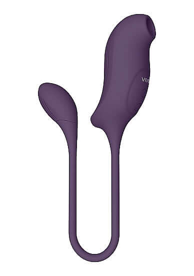 Vive Quino Air Wave Vibrating Egg Vibrator Purple showing the sleek design and dual stimulation features.