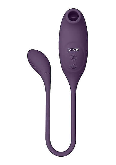 Vive Quino Air Wave Vibrating Egg Vibrator Purple showing sleek design and airwave suction feature.
