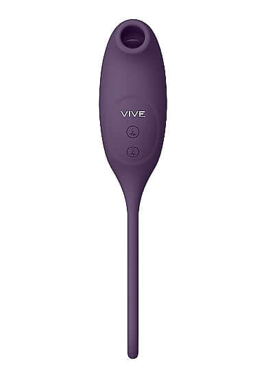 Vive Quino Air Wave Vibrating Egg Vibrator Purple with ergonomic design and control buttons.