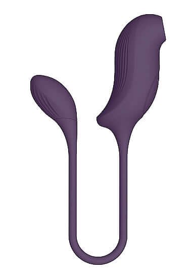 Vive Quino Air Wave Vibrating Egg Vibrator Purple showcasing its unique design with dual stimulation features.