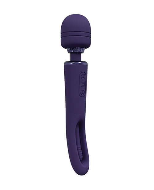 Shots Vive Kiku Double Ended Wand Vibrator Purple showcasing its sleek design and dual-motor features.