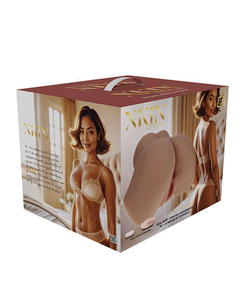 Shots Xkin Valentina Vellure Dual Entry Masturbator Tan product packaging featuring a detailed design and premium materials.