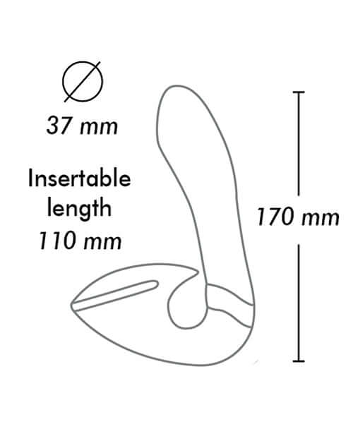 Dimensions of Shunga Soyo Intimate Massager Black showing insertable length and diameter.