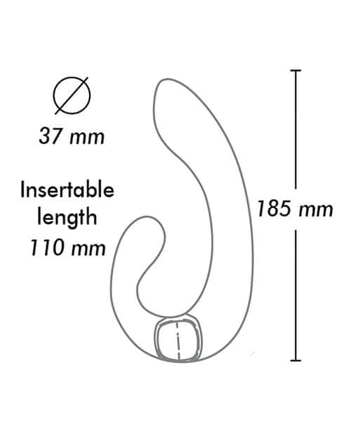 Dimensions of Shunga Miyo Intimate Massager Black, showing 37 mm diameter and 110 mm insertable length.