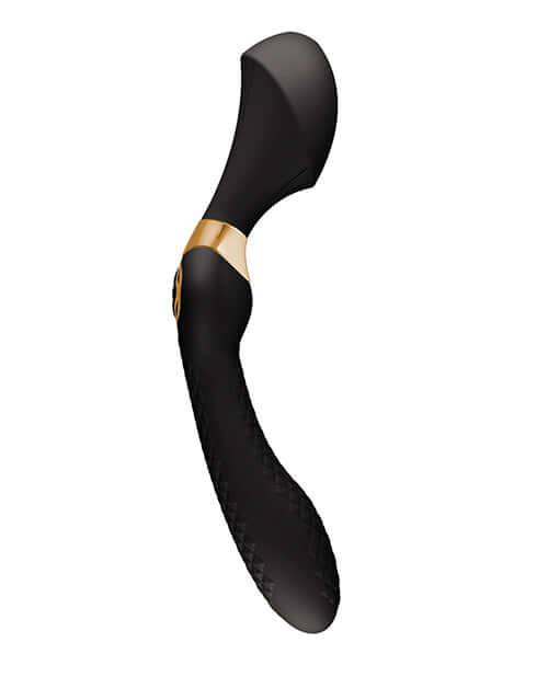 Shunga Zoa Intimate Massager Black sleek design showcasing its curves and dual stimulation features.