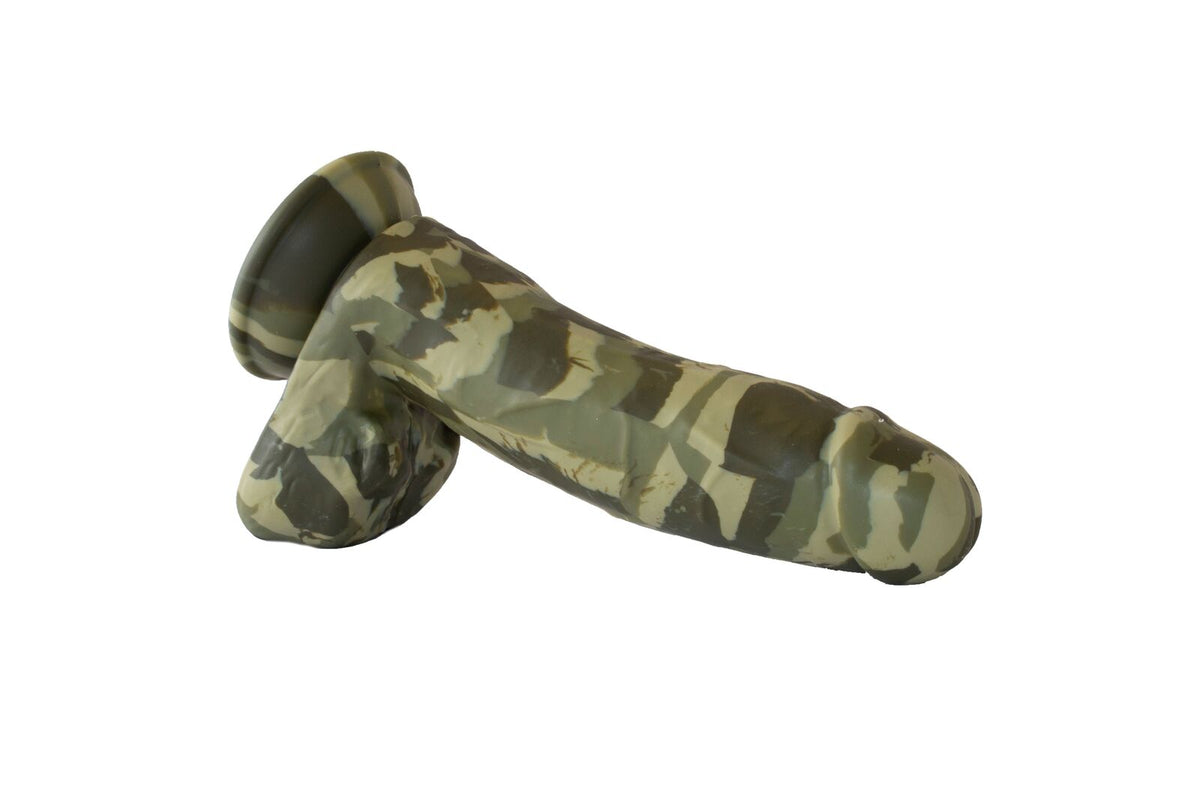 Major Dick Commando 7 Inch Realistic Dildo Camouflage with lifelike detail and suction cup base.