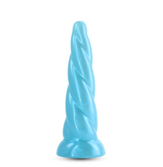 Fantasia Siren Suction Cup Dildo Turquoise with a twisting design and strong suction base for versatile play.