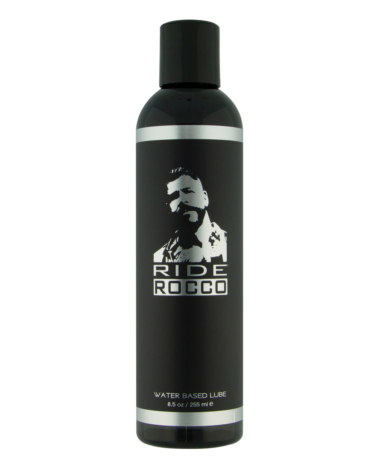 Sliquid Ride Rocco Water Based Lubricant 8 Oz bottle with black label and spout.