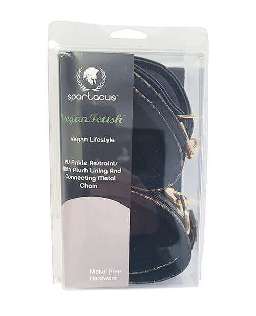 Spartacus Faux Fur Ankle Restraints Brown Floral Print in packaging for restraint play.