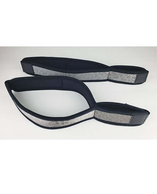 Spartacus Wrist to Thigh Cuffs Neoprene Silver, shown from above, highlighting the cuff design and soft neoprene material.
