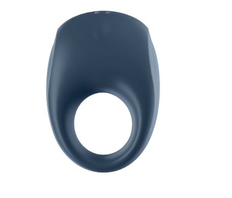 Satisfyer Strong One Vibrating Cock Ring in blue, designed for enhanced erections and shared pleasure.