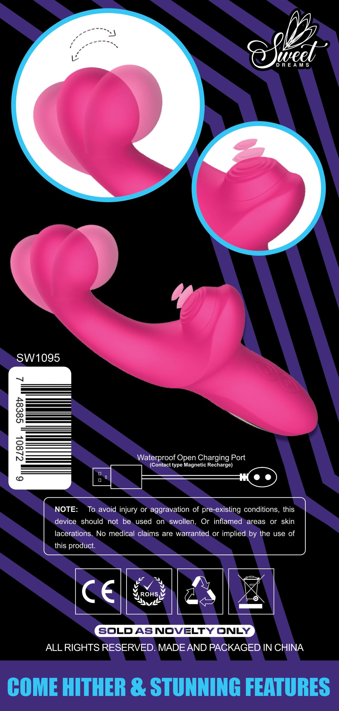 Sweet Dreams Tango Tapping Clitoral Vibrator Red with ergonomic design and multiple stimulation modes.