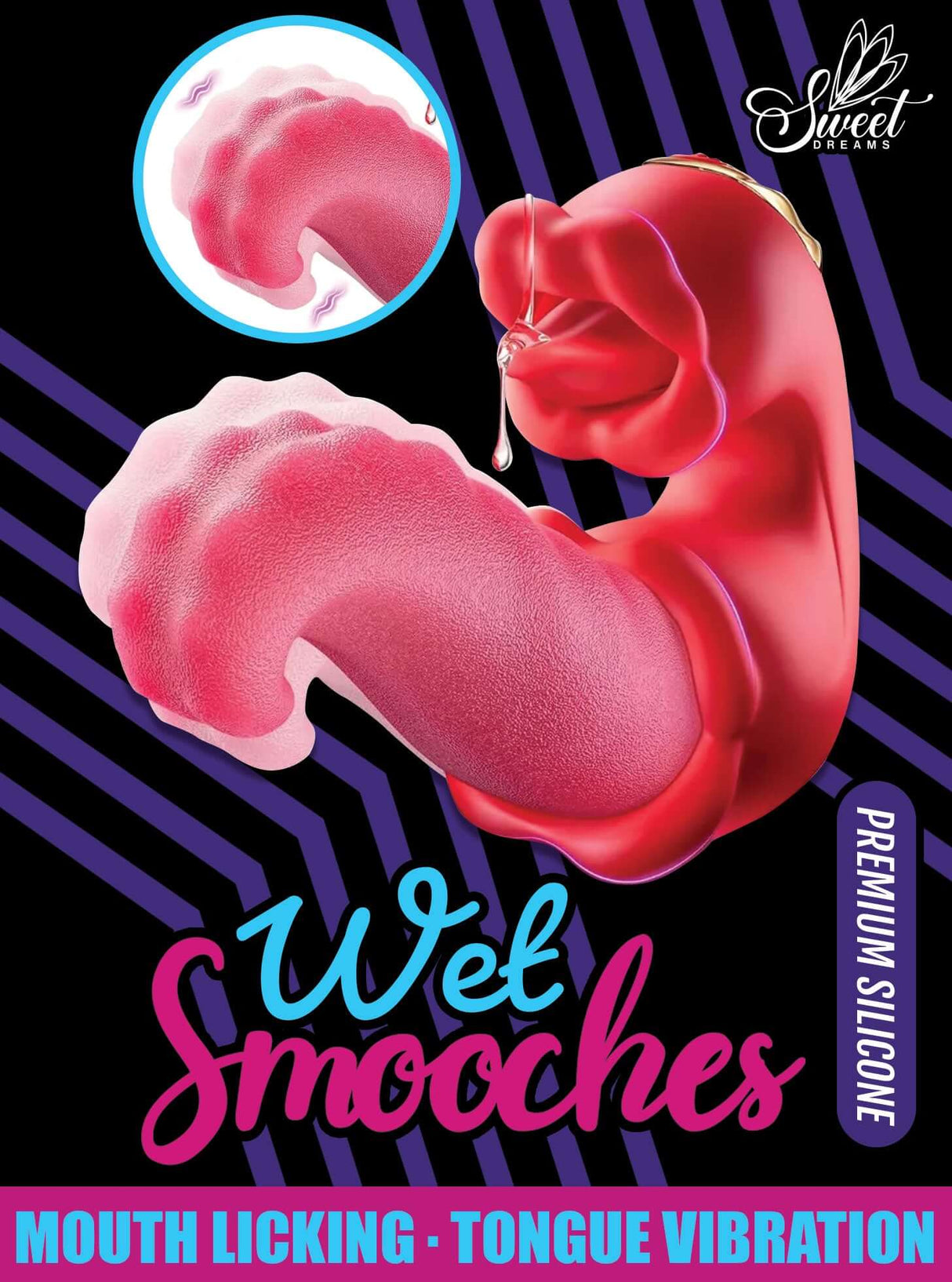Wet Smooches Mouth Licking Tongue Vibrator showcasing premium silicone design and motion features.