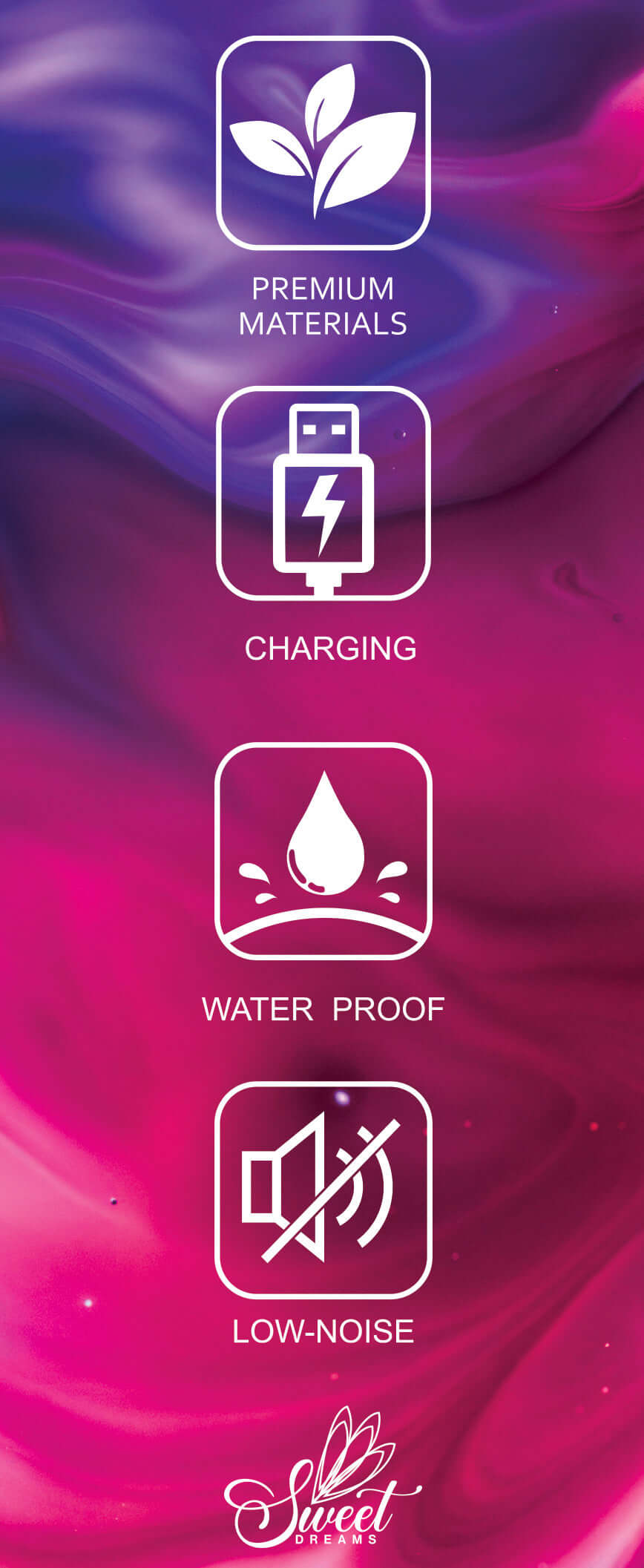 Image showing features of 2 Fingers Come Hither Vibrating Thumb: premium materials, charging, water proof, low-noise.