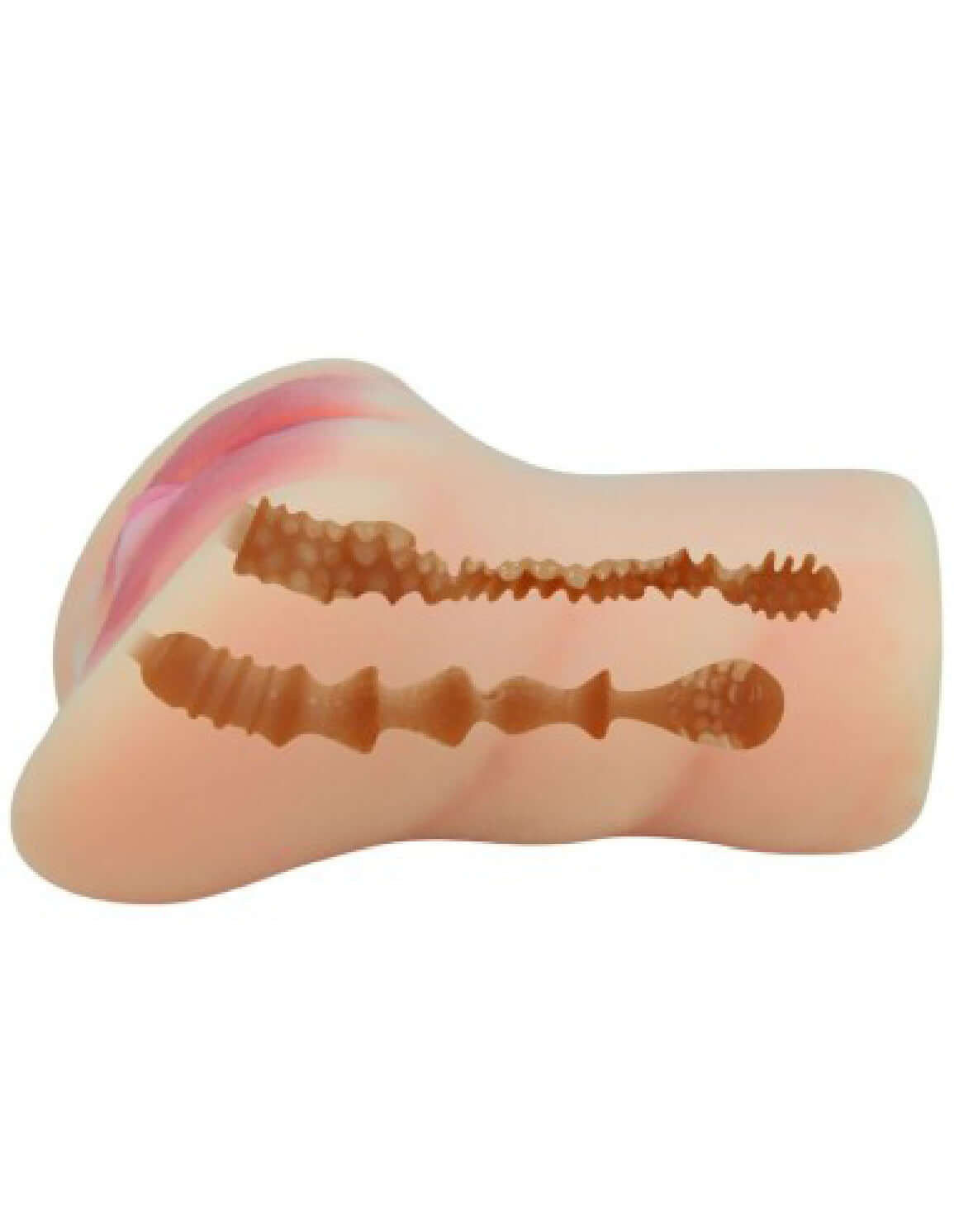 Caroline Realistic Vagina Masturbator Light showing lifelike design with detailed lips and ribbed interior for immersive play.