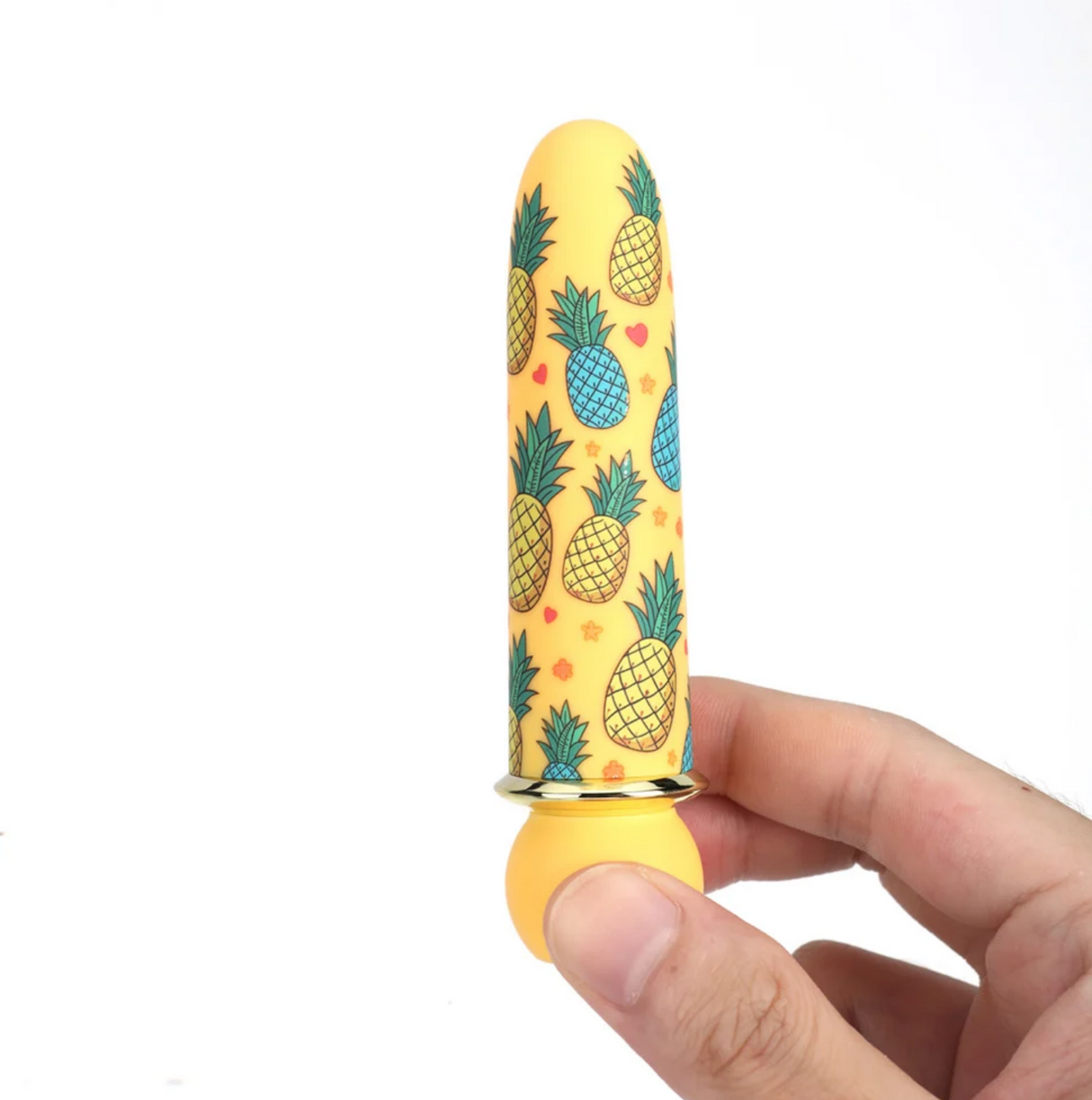 Maia Kona Fiercely Powerful Bullet Vibrator with pineapple print, showcasing its playful design and powerful features.