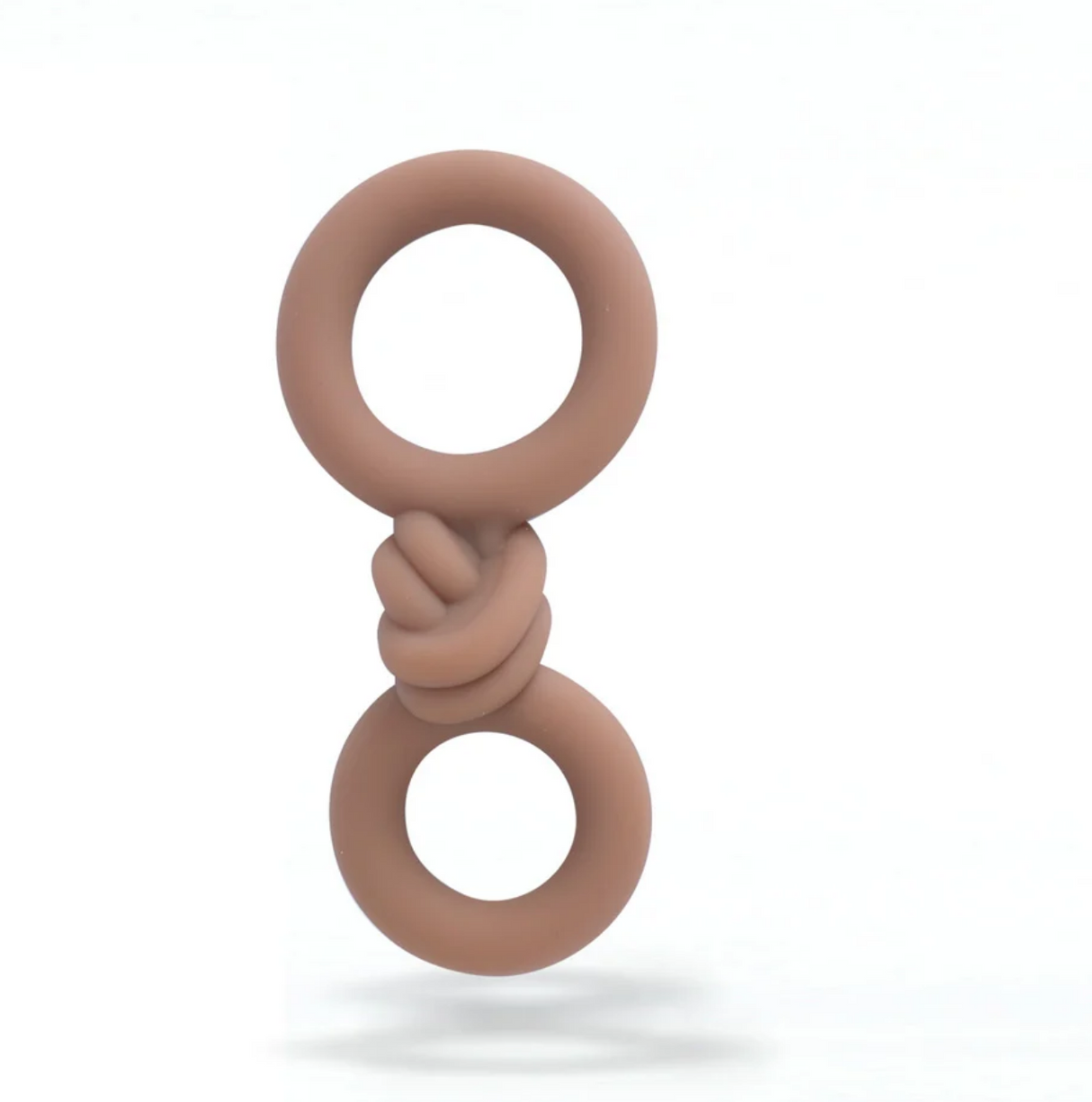 Maia Cooper Liquid Silicone Dual Super Stretch C-Ring Caramel displayed against a white background.