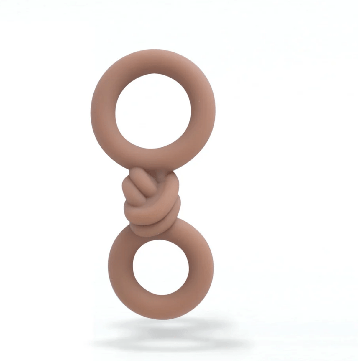 Maia Cooper Liquid Silicone Dual Super Stretch C-Ring Caramel displayed against a white background.