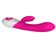 Nalone Rhythm Sound Activated Rechargeable Rabbit Vibrator in pink and white with ergonomic design and control buttons.