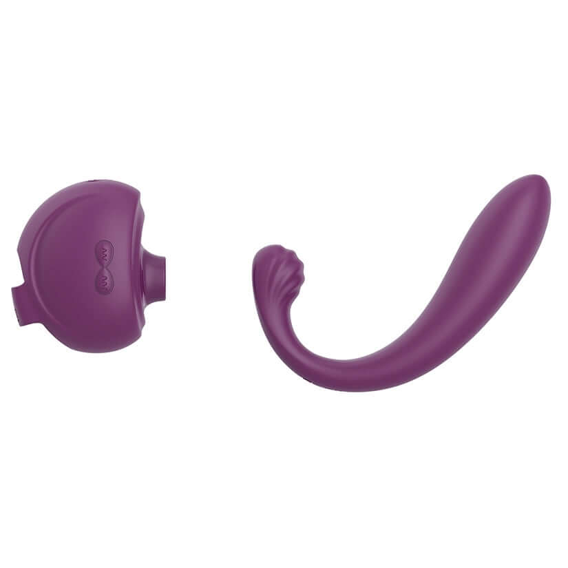 Tracys Dog Og3 Detachable Clitoral Sucking Vibrator showing detachable parts in vibrant purple color.